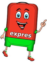 Expreskufr ukazující maskot